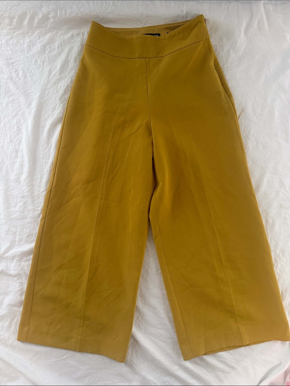 Express Mustard Wide-Leg Cropped Pants